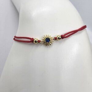 Gold-Dipped 925 Sterling Silver Star Bracelet on Red Adjustable Cord